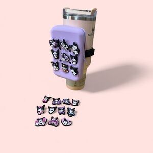 Silicone Water Bottle Caddy Pouch withh 20 Hello Kitty Kuromi Charms